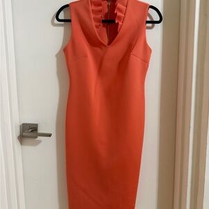 Calvin Klein Cloral Ruffle Neck Midi Dress